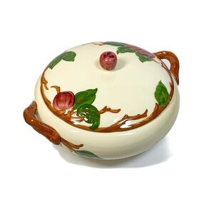 1940’s FRACISCAN Earthenware Red Apple Serving Bowl With Lid